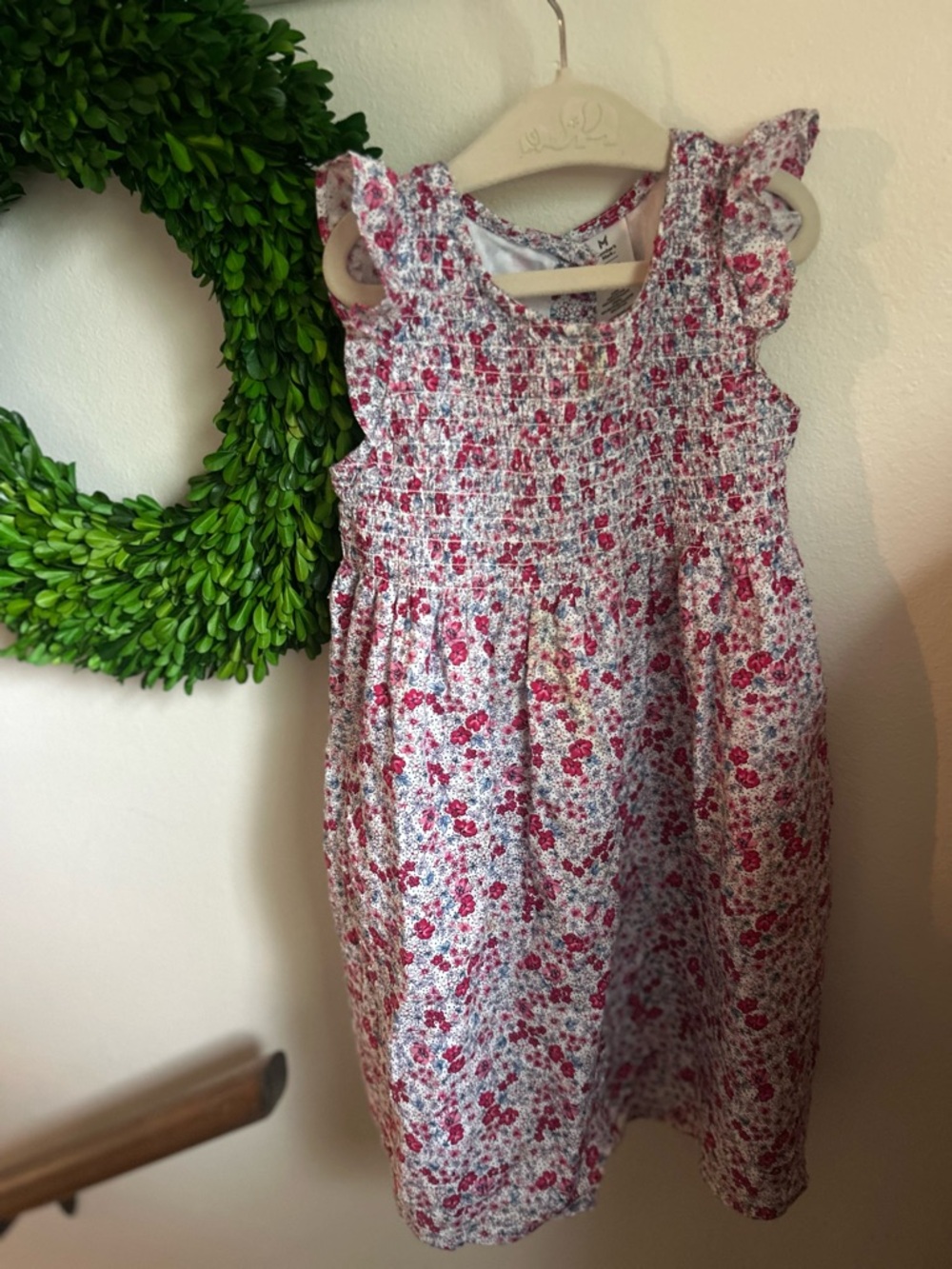 Smocked Floral Casual Dress in Pink
